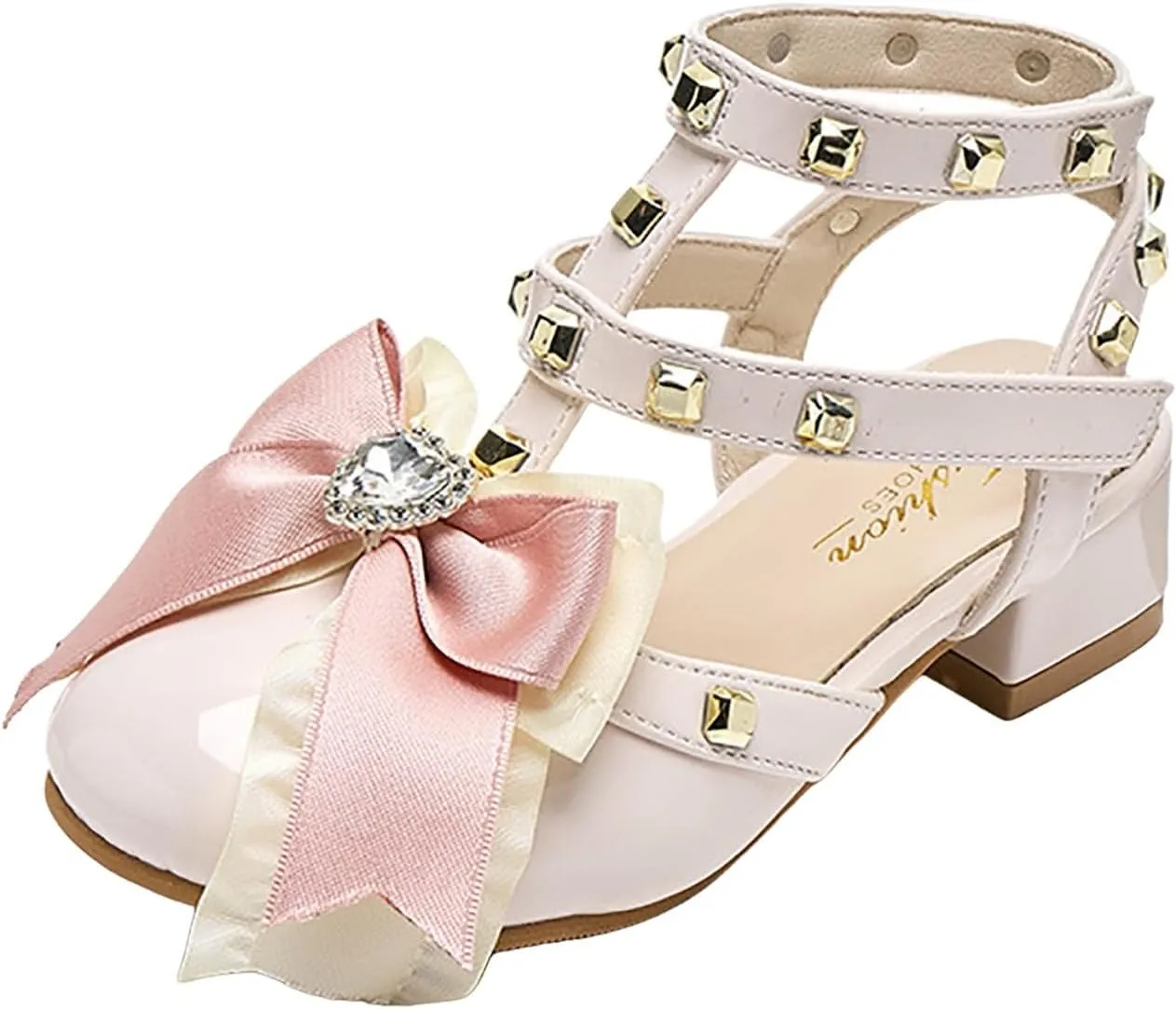 Summer Dress Shoes for Kid/Big Kid Ladies' Leather Shoes With Summer Korean Version Fashion Small Heels Single Little Girl Half Covered Sandals Performance
