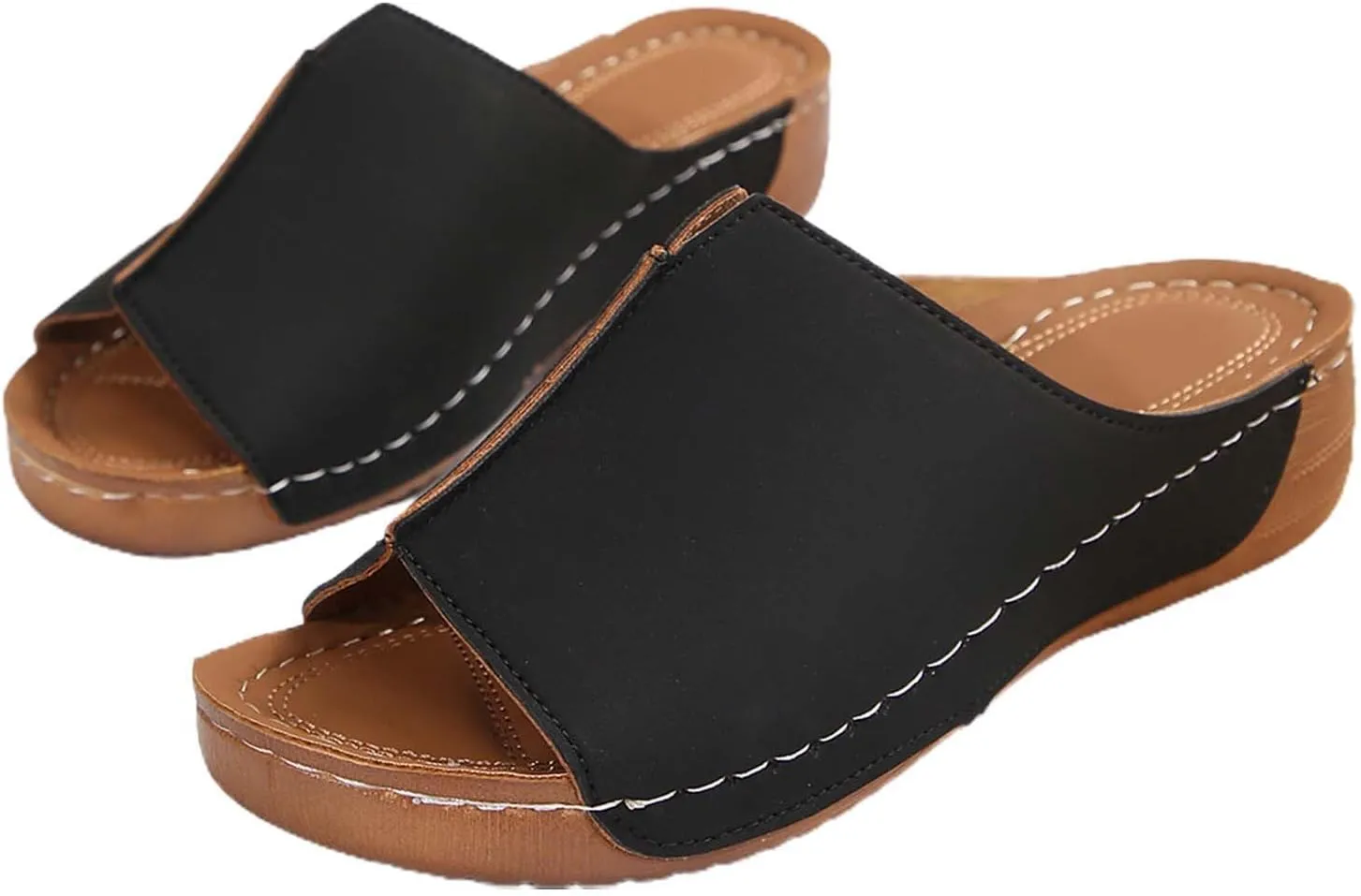 Summer Sandals for Women 2024 Trendy Orthopedic Arch Support Walking Shoes Flat Sandals Wedges Slides Dressy Low Platform Slip Sandals