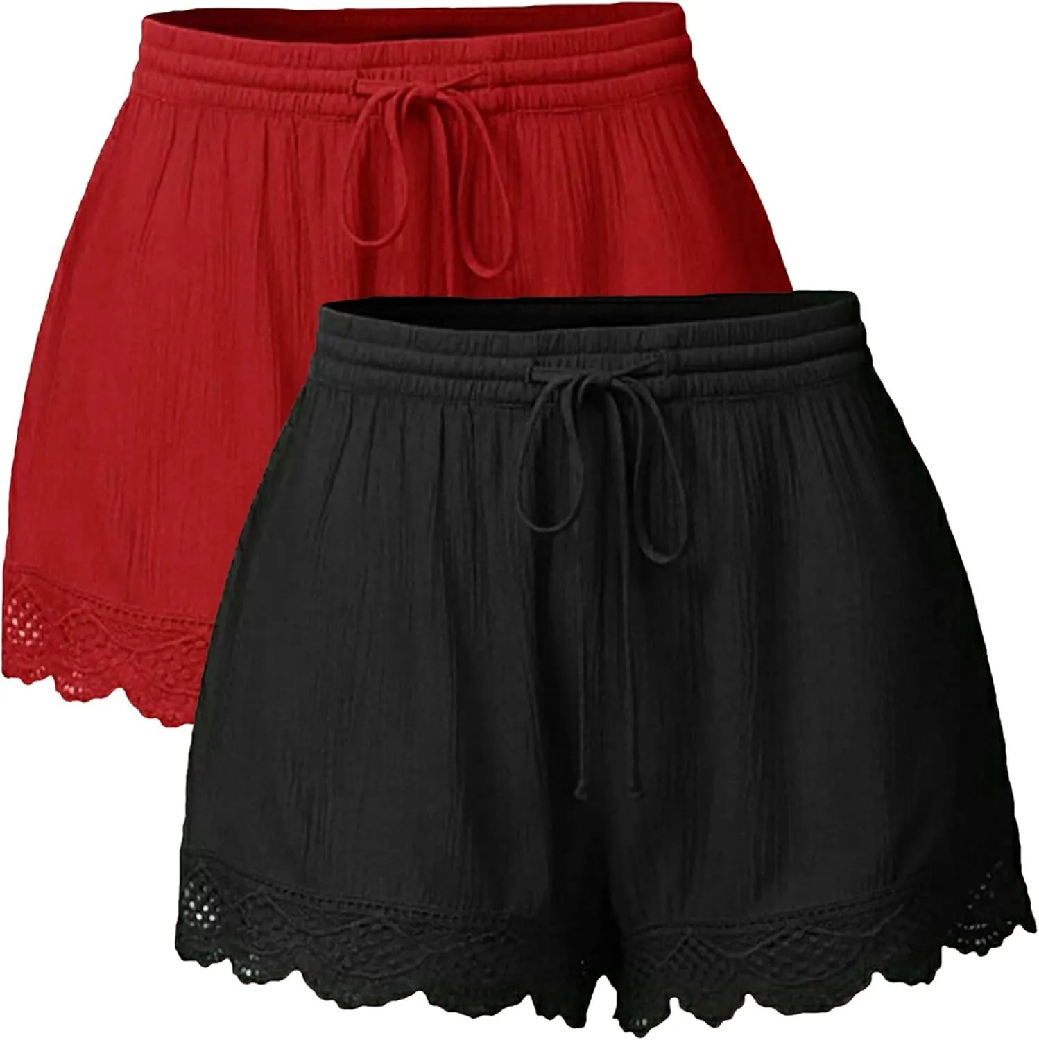 Summer Shorts for Women 2024 Elastic High Waist Shorts Lace Trim Casual Quick Dry Athletic Shorts Homewear Short Pants