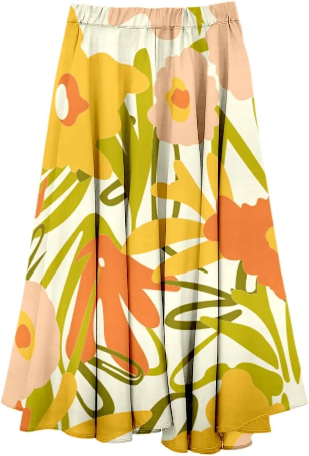 Summer Skirts for Women 2025 Vacation Boho Floral Maxi Skirt Elastic High Waisted Flowy Ruffle A Line Skirt