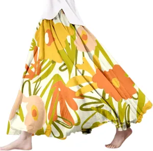 Summer Skirts for Women 2025 Vacation Boho Floral Maxi Skirt Elastic High Waisted Flowy Ruffle A Line Skirt