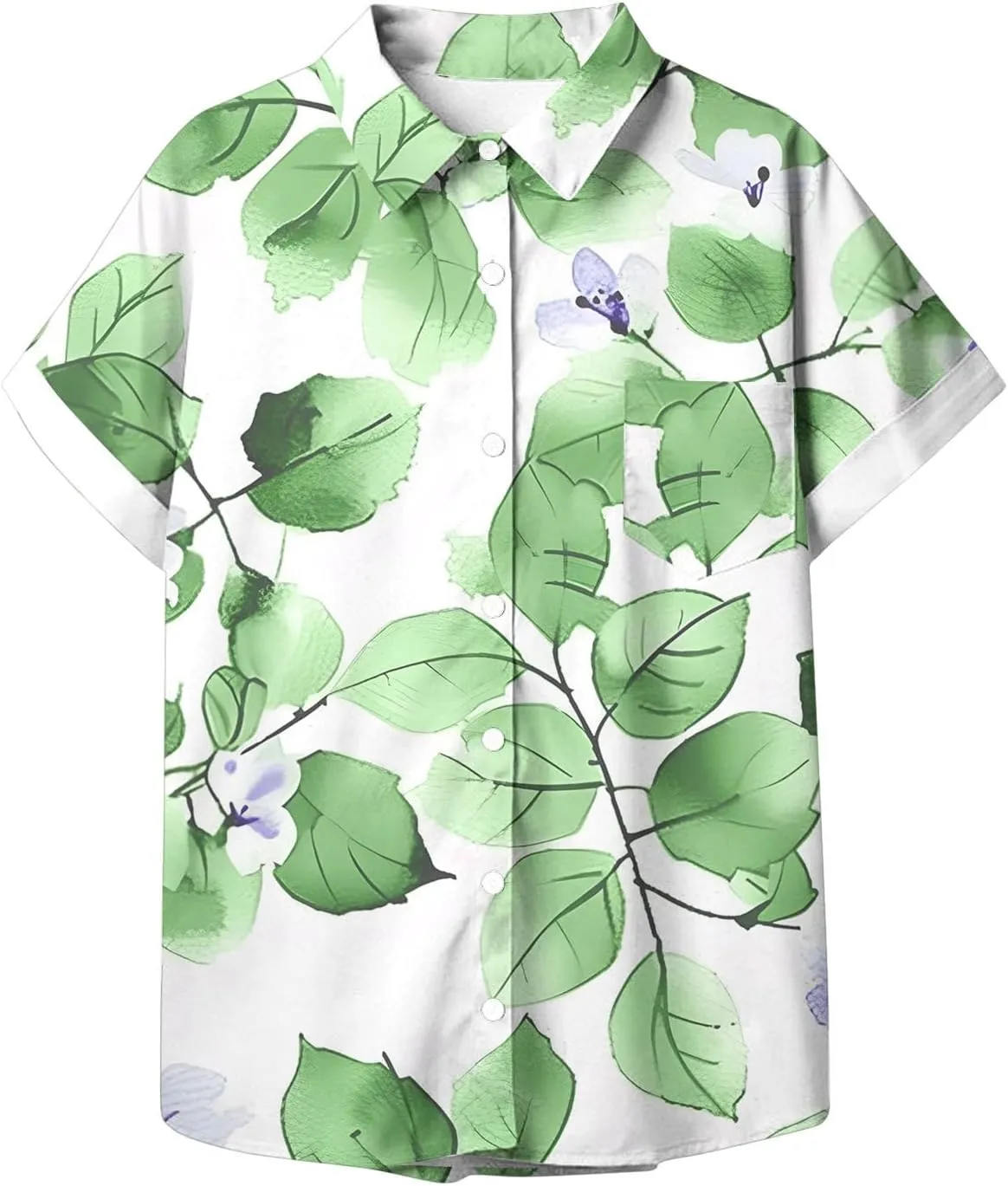 Summer Tops for Women 2024 Vacation Beach Vacation Short Sleeve Floral Print Shirts Casual Loose Bohemian Blouses