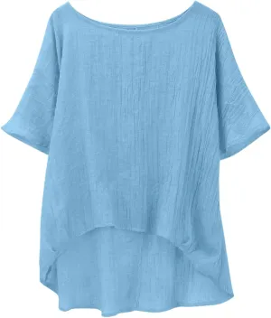 Summer Tops for Women 2025 Trendy Short Sleeve Cotton Linen Shirt Curved Hem Casual Boho Gauze Tunic Blouses Outfits