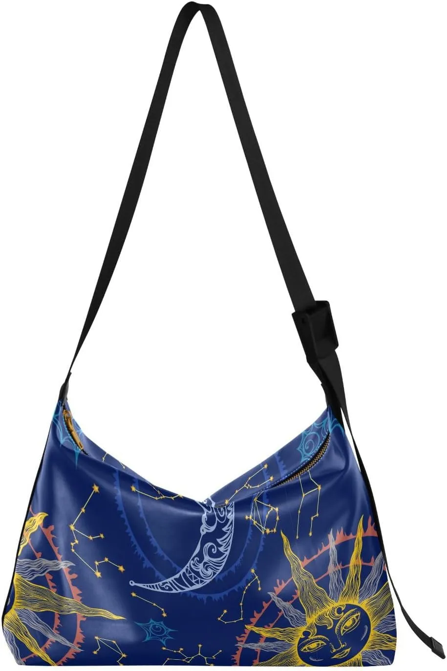 Sun Moon Stars Hobo Crossbody Bags for Women Leather Large Shoulder Bag Cross Body Boho Zodiac Trendy Womens Tote Bags Handbag for Travel Shopping