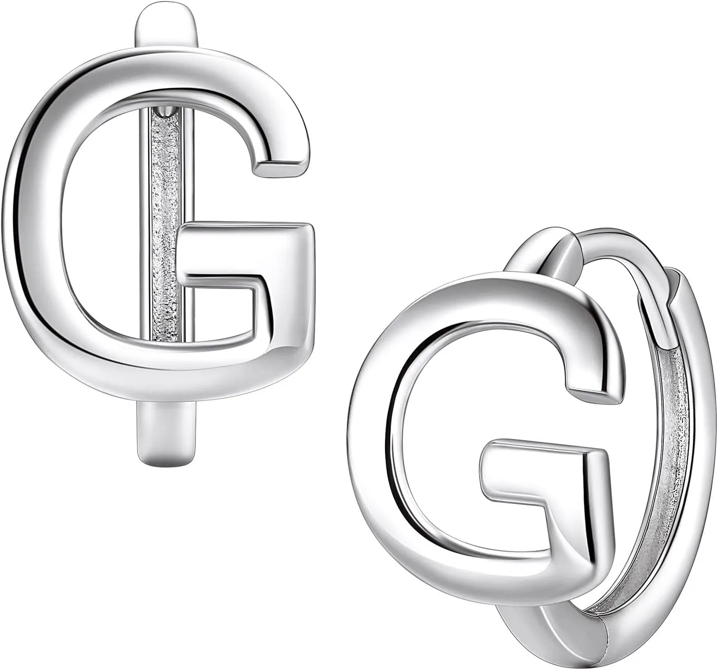 Suplight 925 Sterling Silver Initial Hoop Earrings for Women, Alphabet Letter A-Z Dainty Huggie Hoop Earrings (with Gift Box)