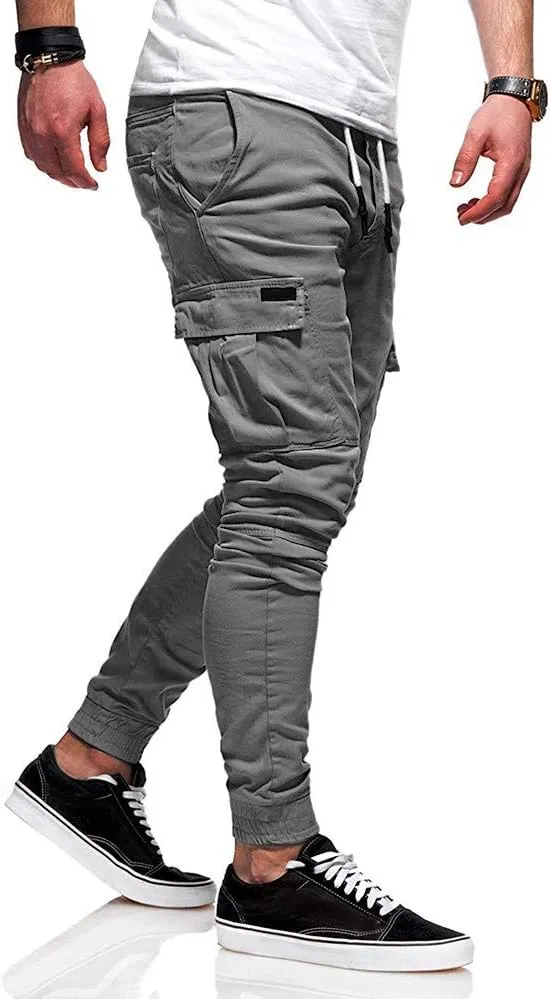 Sweatpants for Men Big and Tall Casual Mens Gifts Cargo Pants Hiking Workout Joggers Expandable-Waist Flat-Front Pant