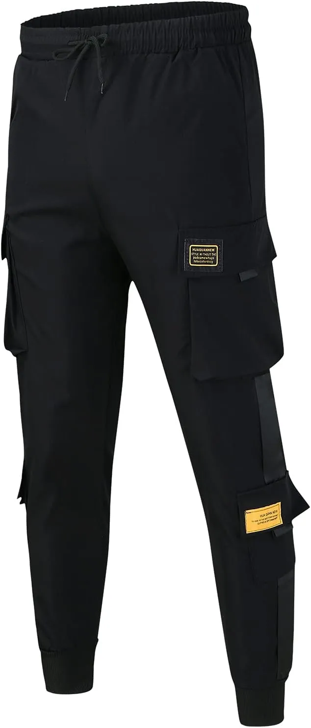 Sweatpants for Men Big and Tall Casual Mens Gifts Cargo Pants Hiking Workout Joggers Overalls Drawstring Multi Pocket