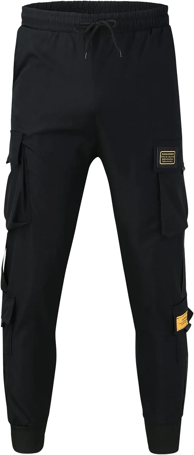 Sweatpants for Men Big and Tall Casual Mens Gifts Cargo Pants Hiking Workout Joggers Overalls Drawstring Multi Pocket
