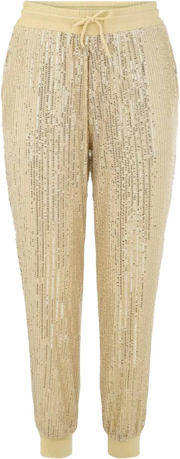 Sweatpants for Women Women's Glitter Sequin Trousers High Waist Stretchy Club Shiny Night Out Party Club Trousers