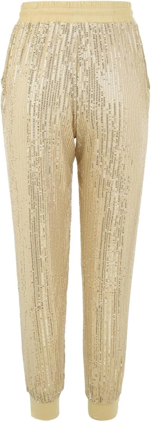Sweatpants for Women Women's Glitter Sequin Trousers High Waist Stretchy Club Shiny Night Out Party Club Trousers