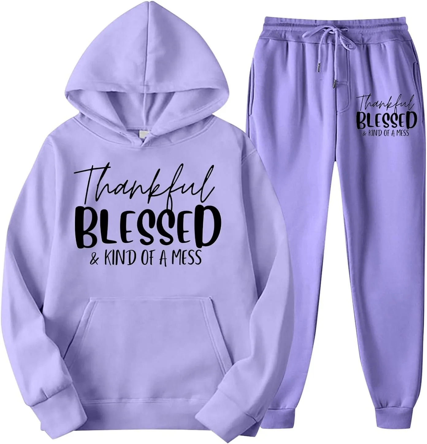 Sweatpants Women Set 2 Piece Gym Sports Long Sleeve Christian Sweatshirt Pants Warm Oversized Sweatsuits Jogger Suit