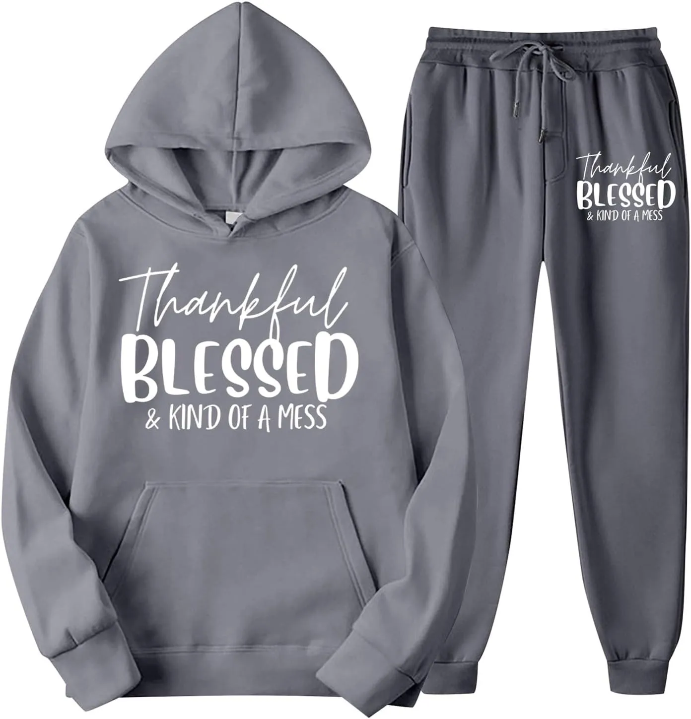 Sweatpants Women Set 2 Piece Gym Sports Long Sleeve Christian Sweatshirt Pants Warm Oversized Sweatsuits Jogger Suit