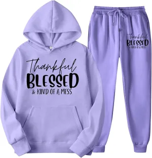 Sweatpants Women Set 2 Piece Gym Sports Long Sleeve Christian Sweatshirt Pants Warm Oversized Sweatsuits Jogger Suit