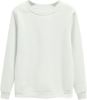 Sweatshirt For Womens Fashion Long Sleeve Crewneck Fleece Sweatshirts Lightweight Solid Color Casual Pullover
