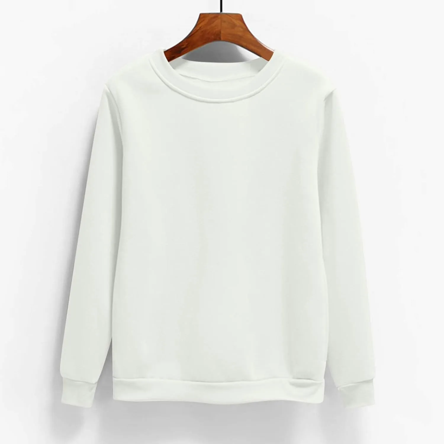 Sweatshirt For Womens Fashion Long Sleeve Crewneck Fleece Sweatshirts Lightweight Solid Color Casual Pullover
