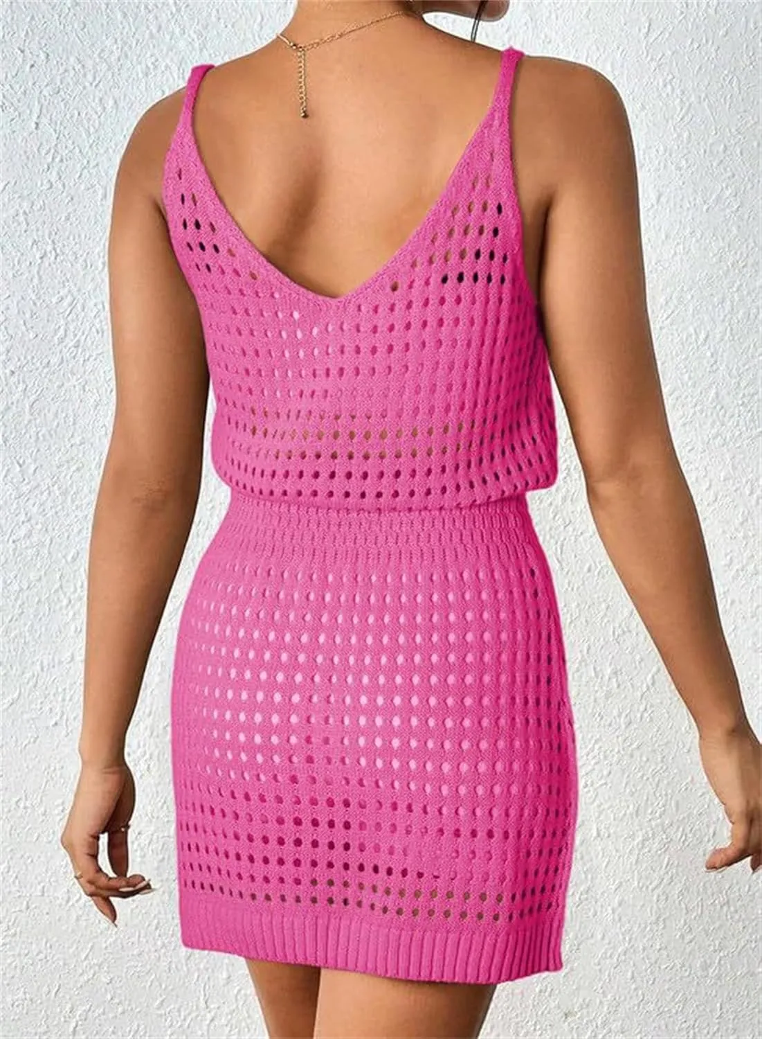 Swimsuit Coverup for Women Crochet Hollow Out Knit Beach Bathing Suit Swim Cover Ups Summer Mini Vacation Dresses