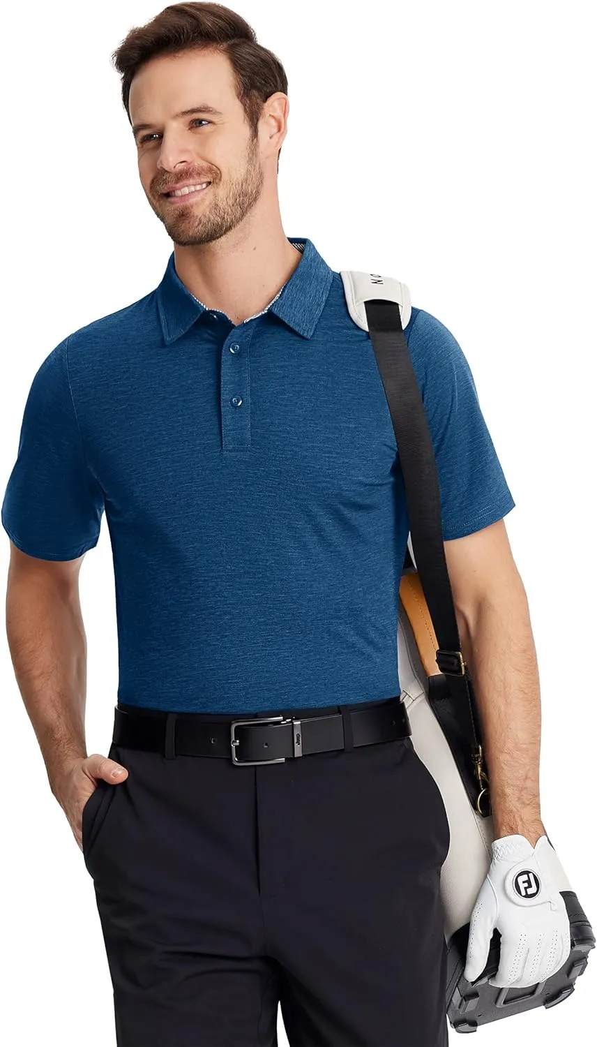 TACVASEN Men's Golf Shirts Short Sleeve Quick Dry Polo Shirts Moisture Wicking Casual Business Sports Breathable Polo