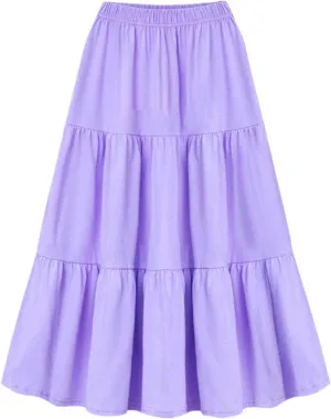 TANGNADE Women's Flowy Flared Ruffle Boho Long Skirt Summer Beach Maxi Skirt Plus Size Trending Spring Fashion Clothes