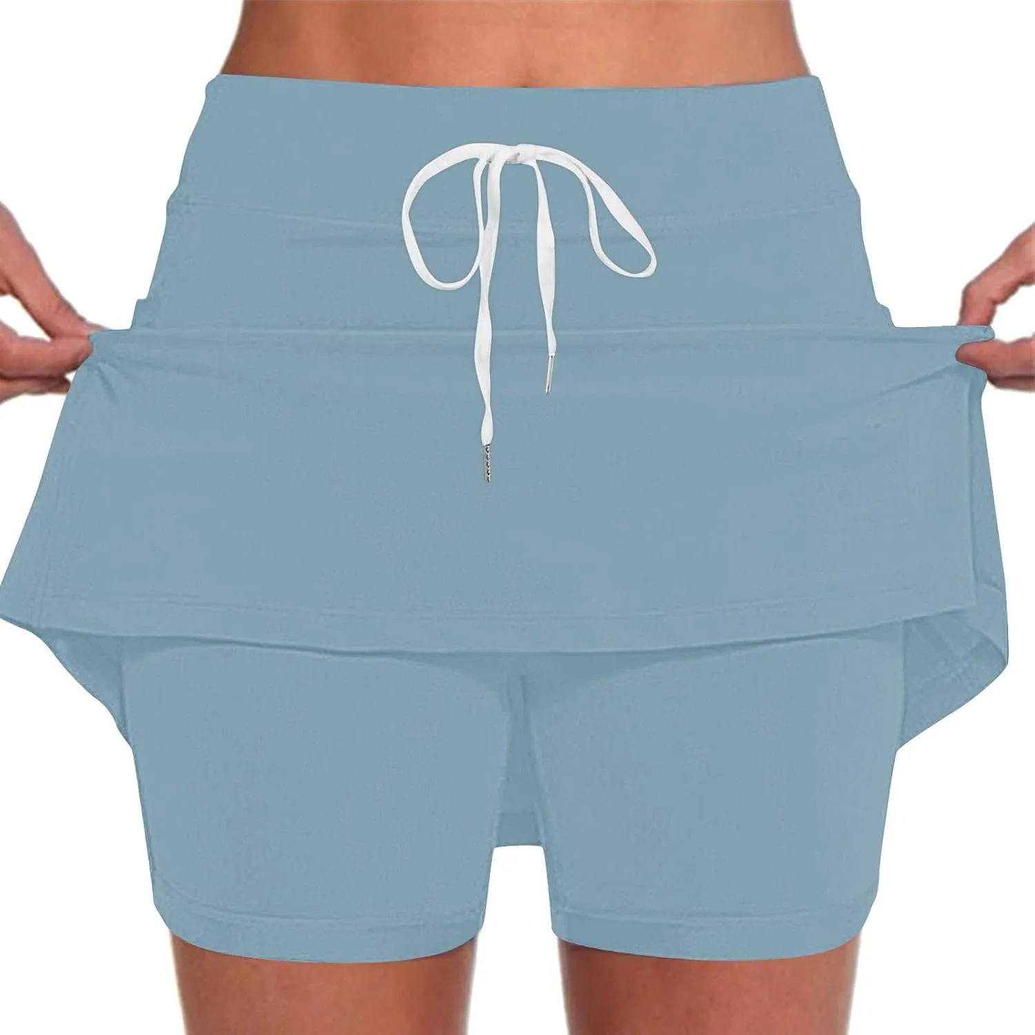 Tennis Skorts for Women with Inner Shorts High Waisted Drawstring Mini Skirts Summer Trendy Athletic Workout Shorts