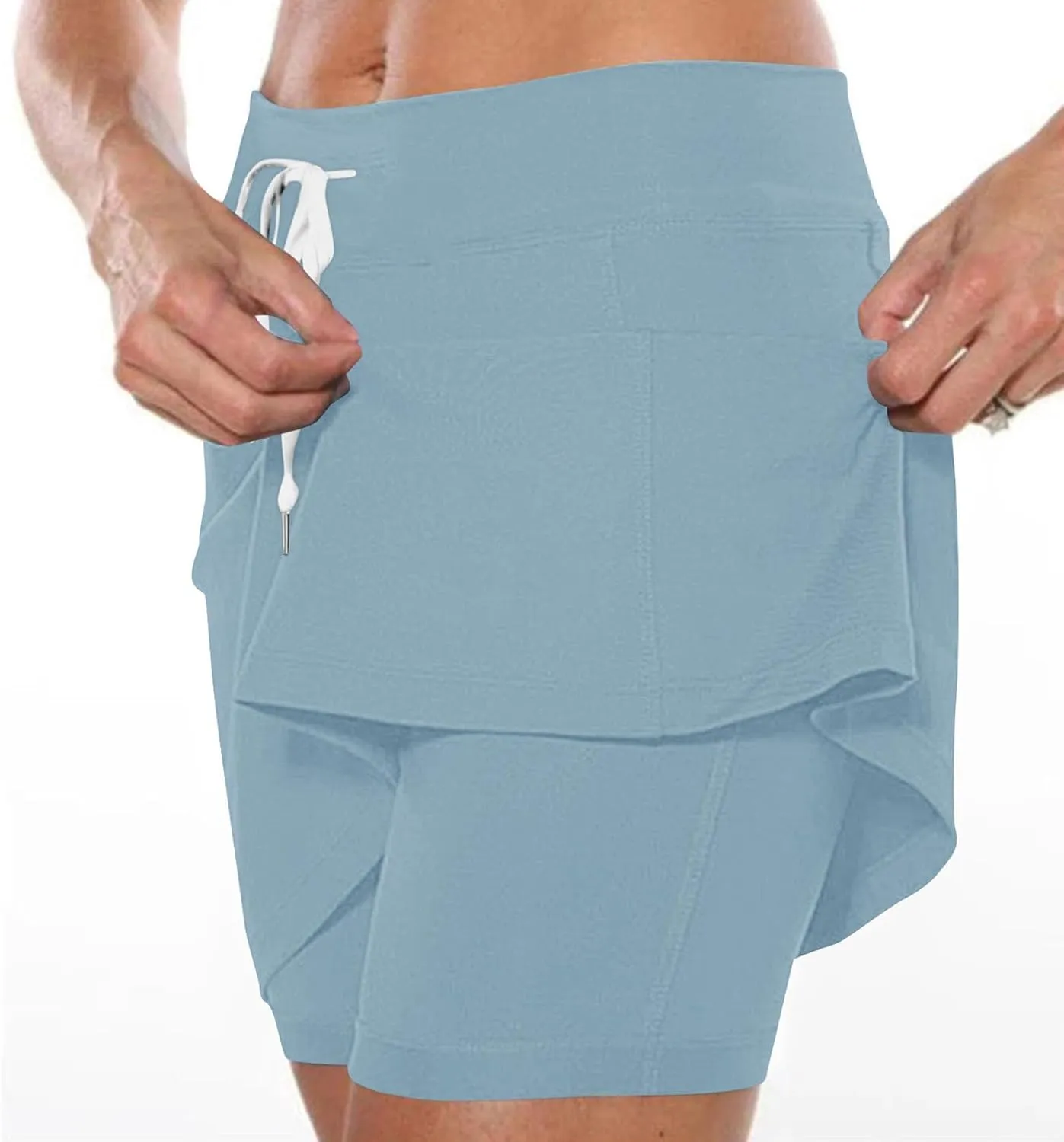 Tennis Skorts for Women with Inner Shorts High Waisted Drawstring Mini Skirts Summer Trendy Athletic Workout Shorts