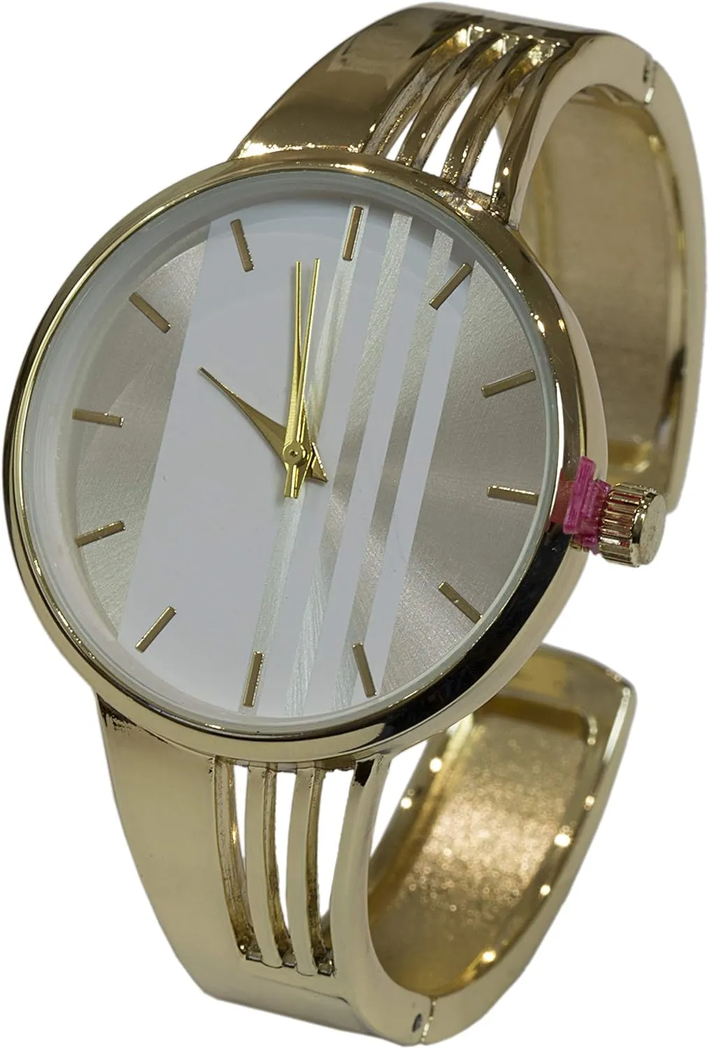 Three Stripe Face to Band Fashion Metal Bangle (Gold)