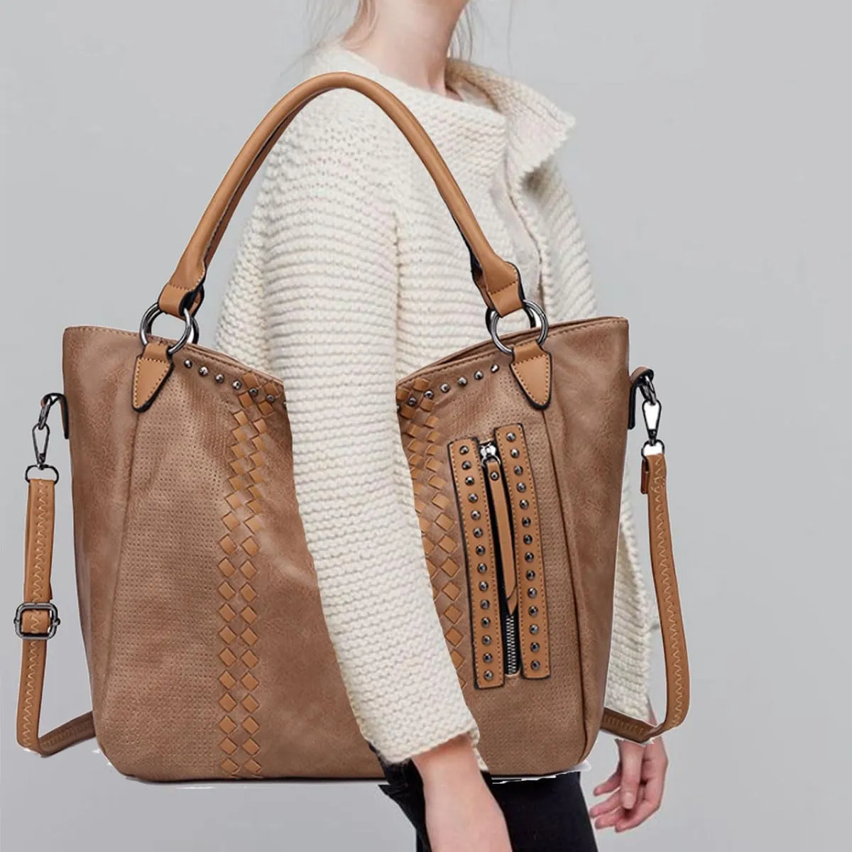 Tote Bag for Women PU Leather Shoulder Fashion Hobo Bags Large Purse and Handbags with Adjustable Shoulder Strap
