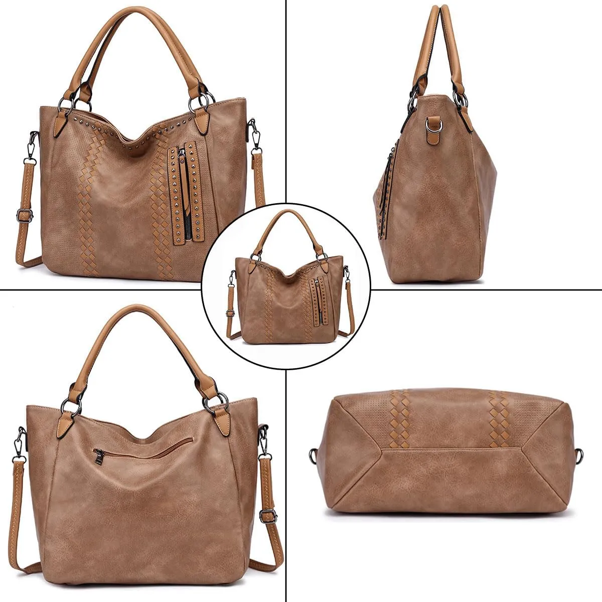 Tote Bag for Women PU Leather Shoulder Fashion Hobo Bags Large Purse and Handbags with Adjustable Shoulder Strap
