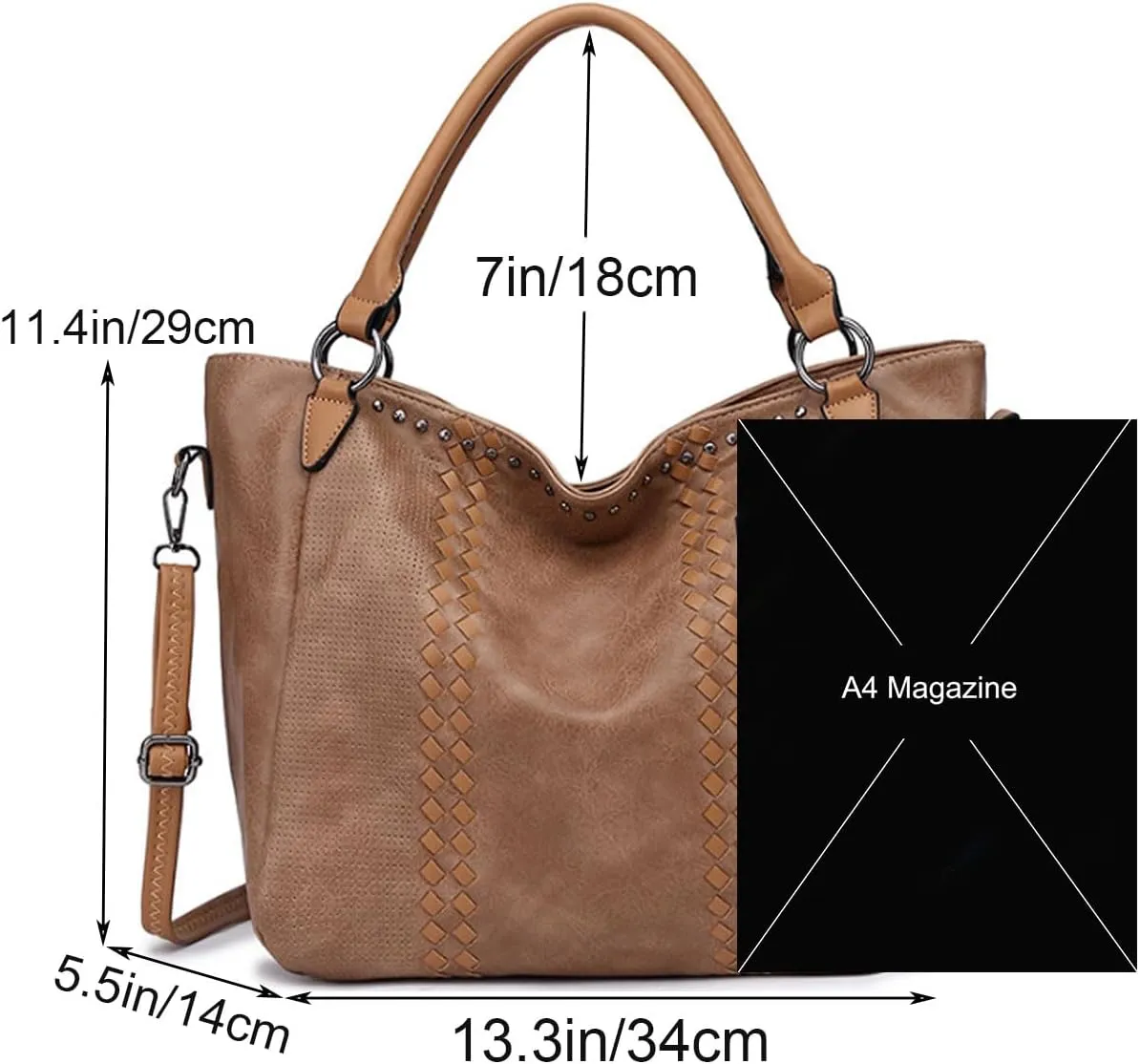 Tote Bag for Women PU Leather Shoulder Fashion Hobo Bags Large Purse and Handbags with Adjustable Shoulder Strap