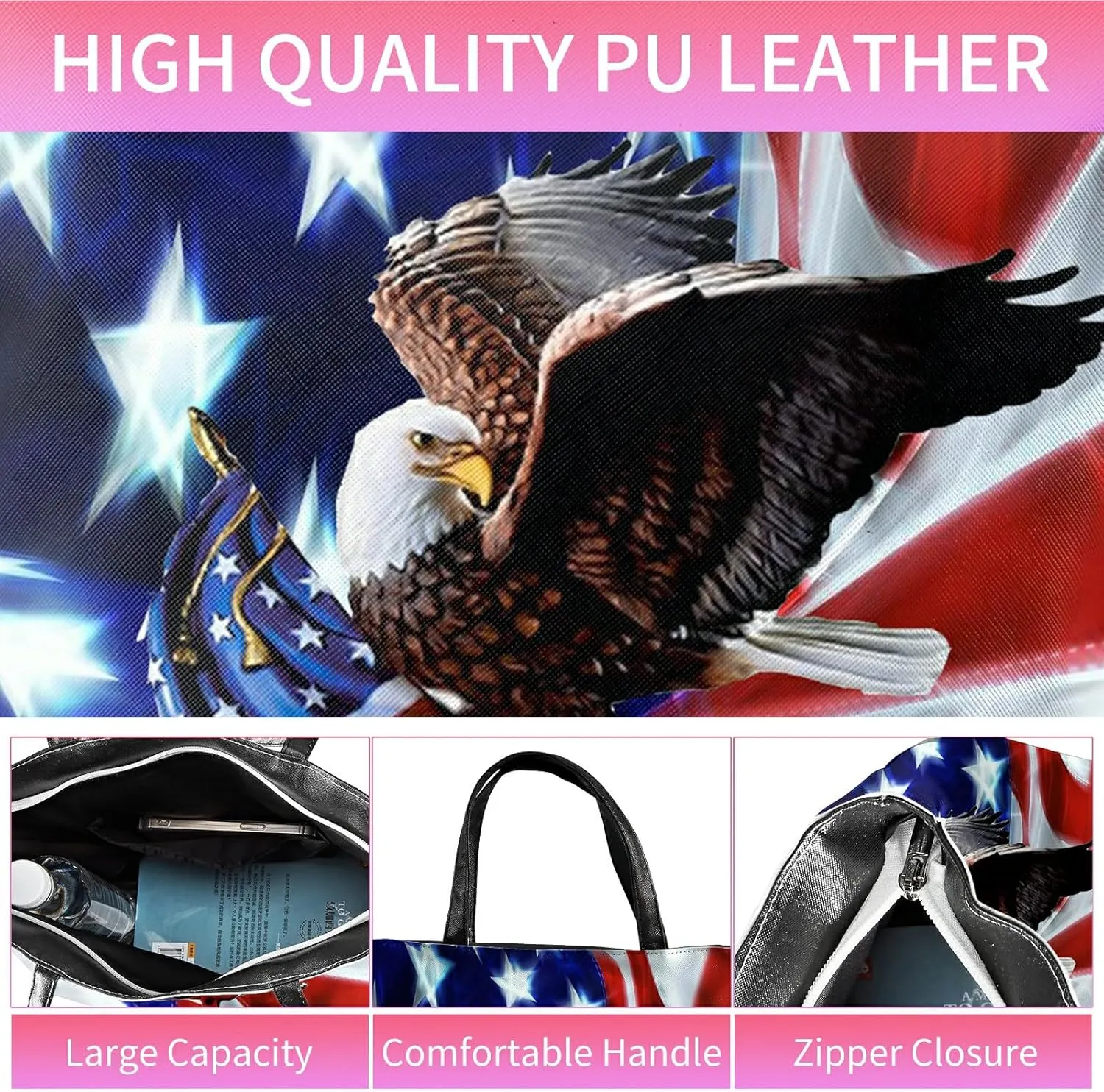 Travel Tote Bags Leather Purses for Women, Shoulder Bag with Zipper, Top Handle Ladies Shoulder Bags