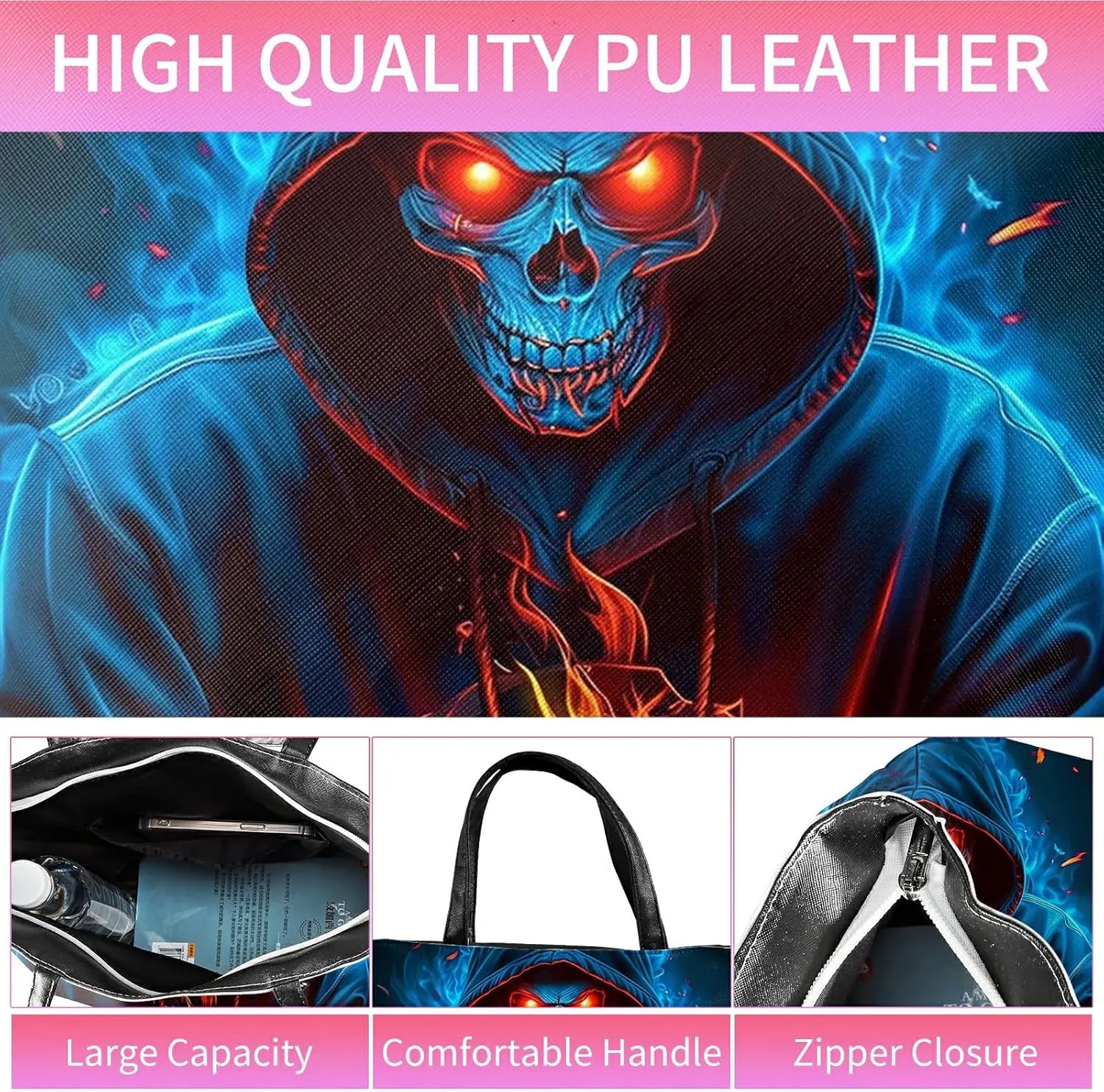 Travel Tote Bags Leather Purses for Women, Shoulder Bag with Zipper, Top Handle Ladies Shoulder Bags
