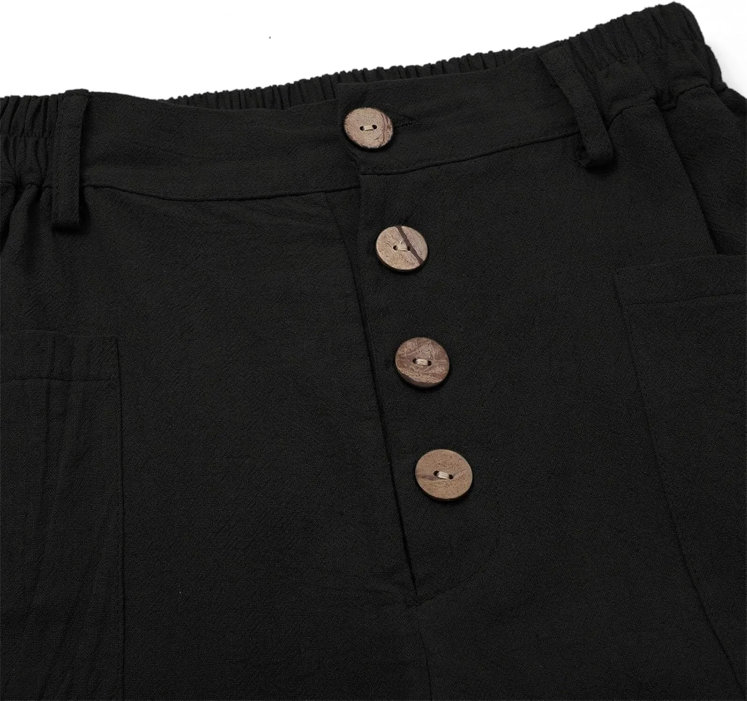 Trendy Button-Fly Straight Leg Pants for Women 2024 Spring Cotton Linen High Waist Lounge Slacks Plus Size Solid Casual Pants
