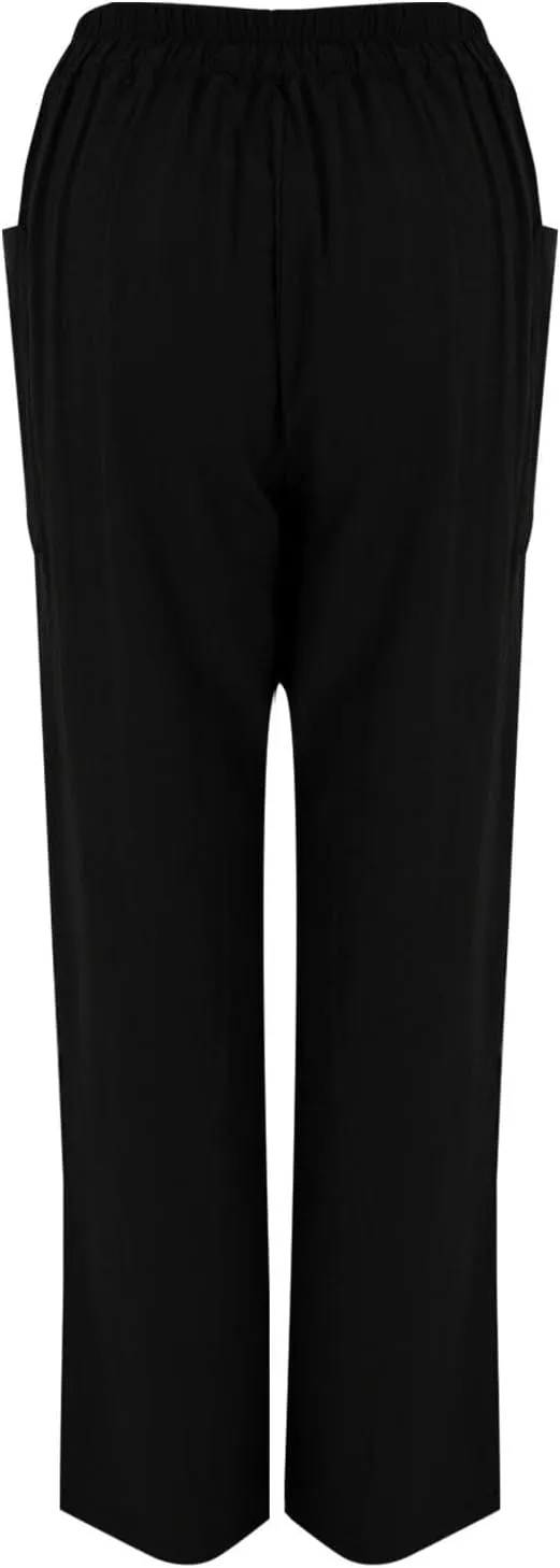 Trendy Button-Fly Straight Leg Pants for Women 2024 Spring Cotton Linen High Waist Lounge Slacks Plus Size Solid Casual Pants