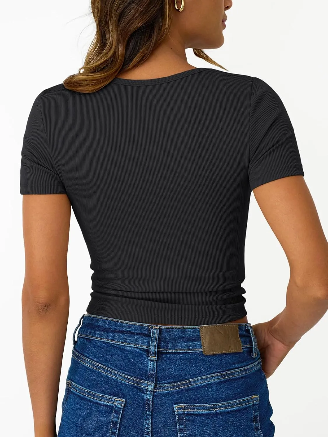 Trendy Queen Womens Short Sleeve Summer Tops Ribbed Henley T Shirts Basic Tee Cute Casual Spring Fashion Clothes 2025
