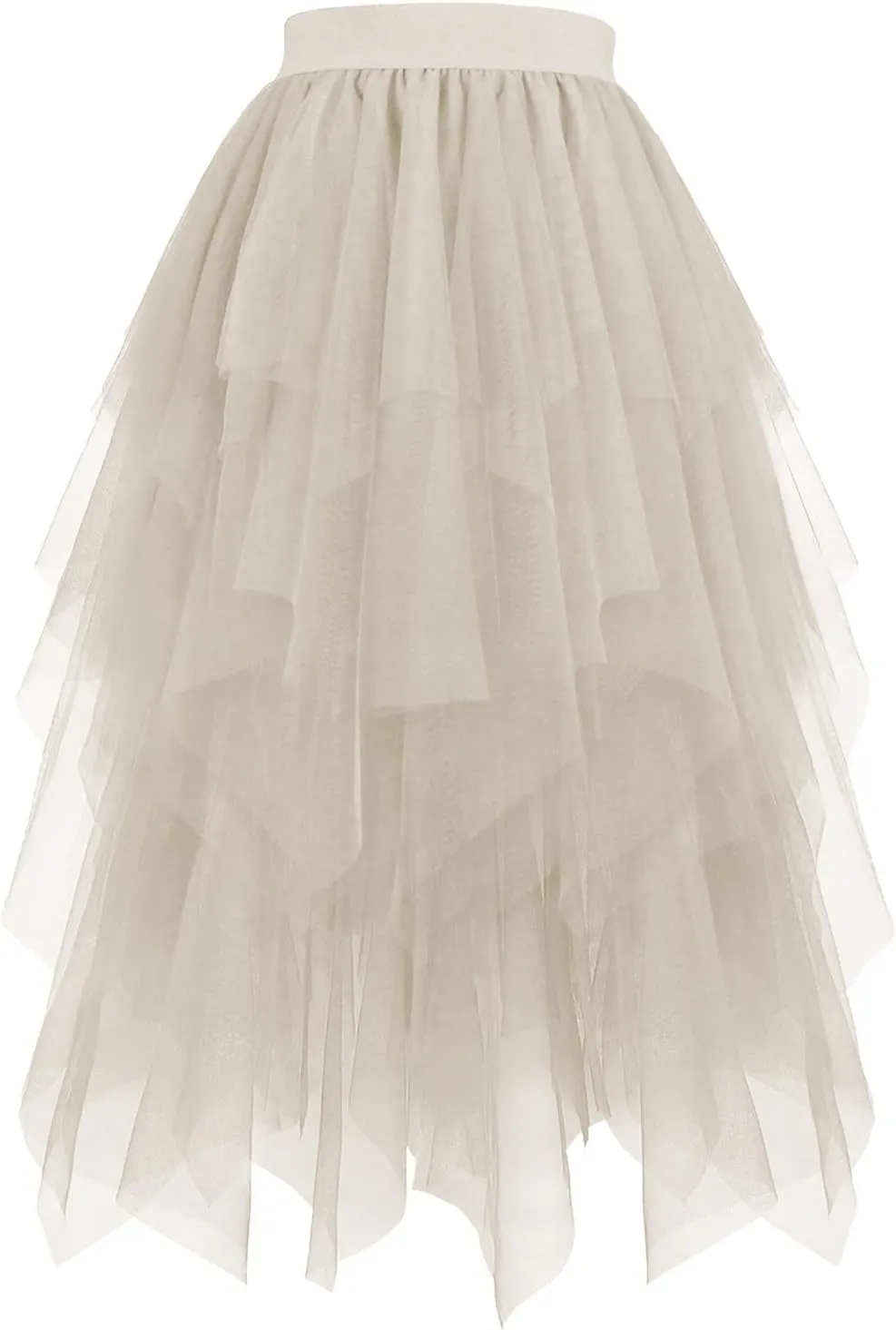 Tulle Skirts Women High Low Layered Skirts A Line Tutu Skirts Flowy Dance Skirts Midi Length Mesh Skirt Puffy Skirt