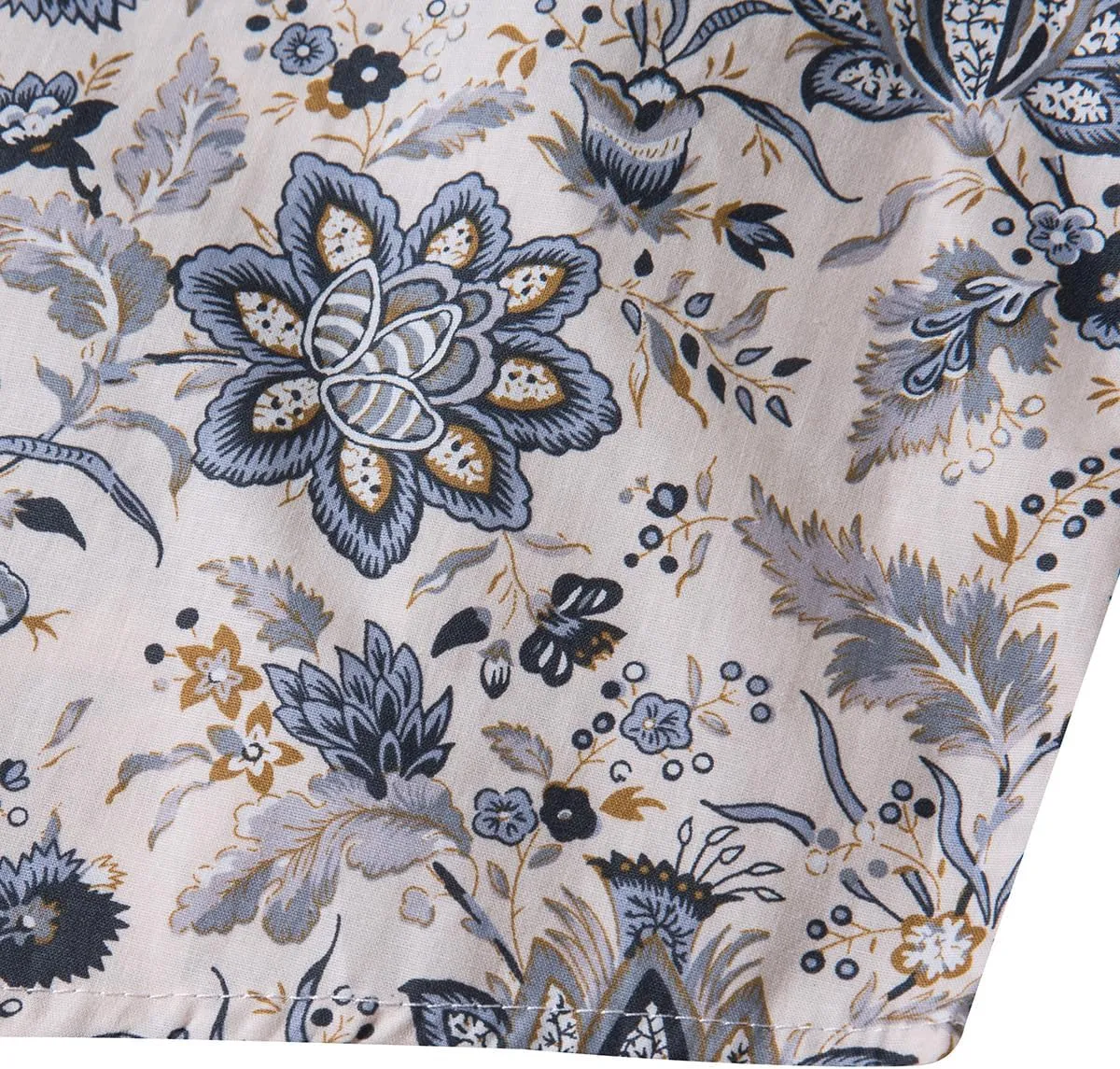 TUNEVUSE Men Floral Dress Shirts Long Sleeve Casual Button Down Flower Printed Shirts 100% Cotton