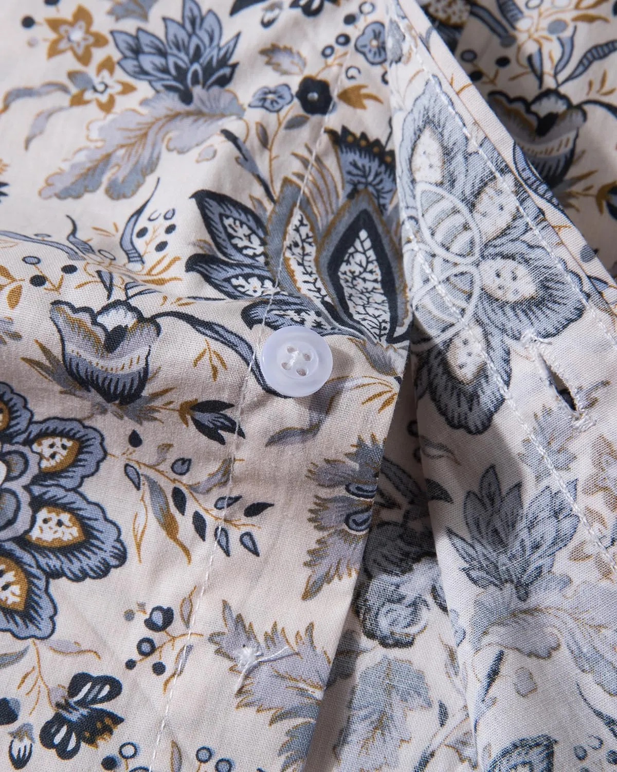 TUNEVUSE Men Floral Dress Shirts Long Sleeve Casual Button Down Flower Printed Shirts 100% Cotton