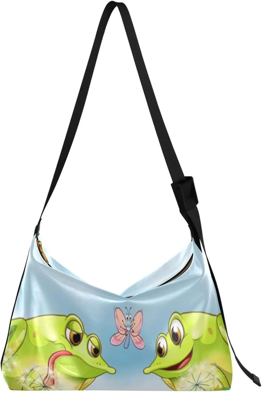 Two Frogs and The Butterfly Hobo Crossbody Bags for Women Leather Large Shoulder Bag Cross Body Trendy Womens Tote Bags Handbag for Travel Shopping