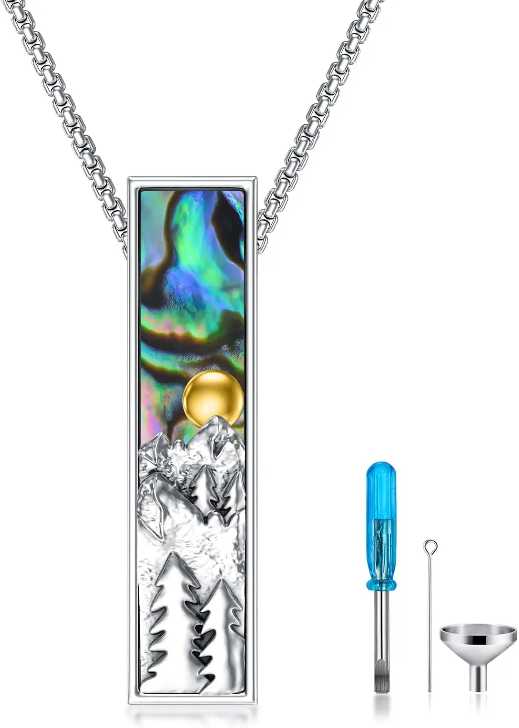 Urn Necklaces for Ashes 925 Sterling Silver Abalone Shell Cremation Jewelry for Ashes Keepsake Locket Pendant for Women Human Pet