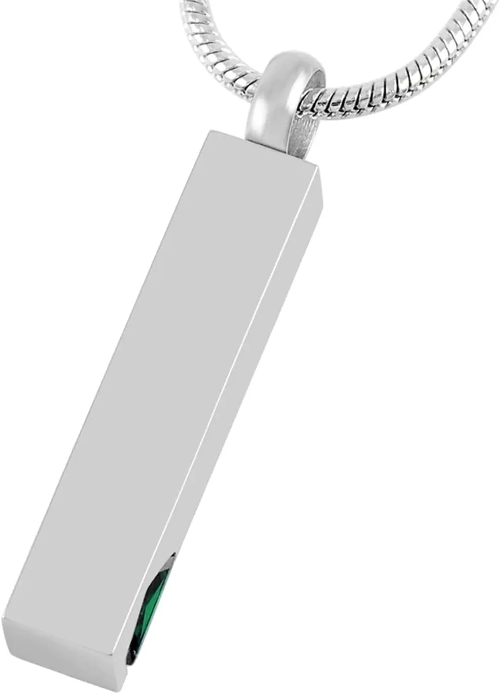 Urn Necklaces for Ashes Stainless Steel Bar Pendant Necklace Cube Memorial Ashes Necklace Crystal Cremation Urn Pendant for Men