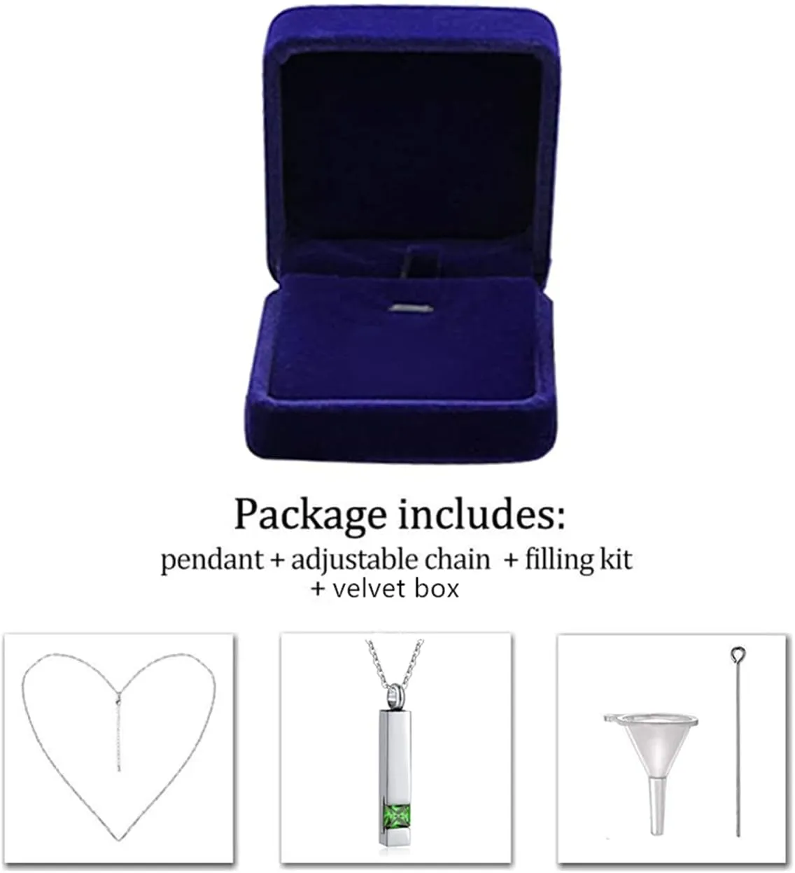 Urn Necklaces for Ashes Stainless Steel Bar Pendant Necklace Cube Memorial Ashes Necklace Crystal Cremation Urn Pendant for Men