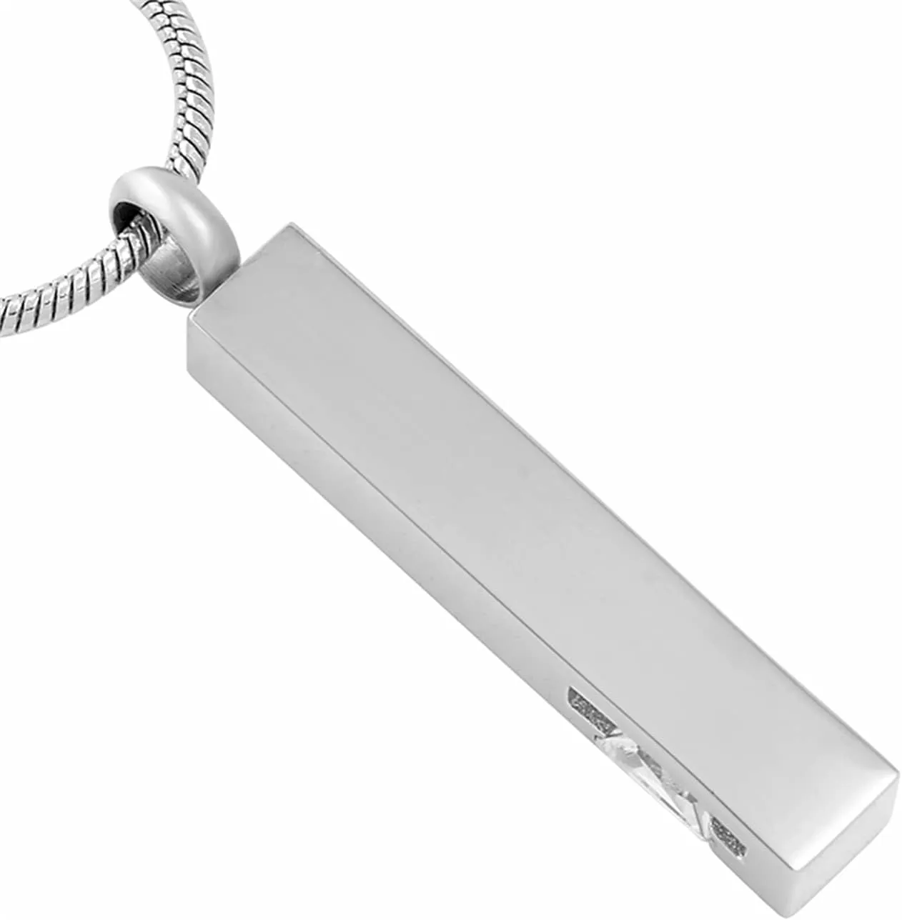 Urn Necklaces for Ashes Stainless Steel Bar Pendant Necklace Cube Memorial Ashes Necklace Crystal Cremation Urn Pendant for Men