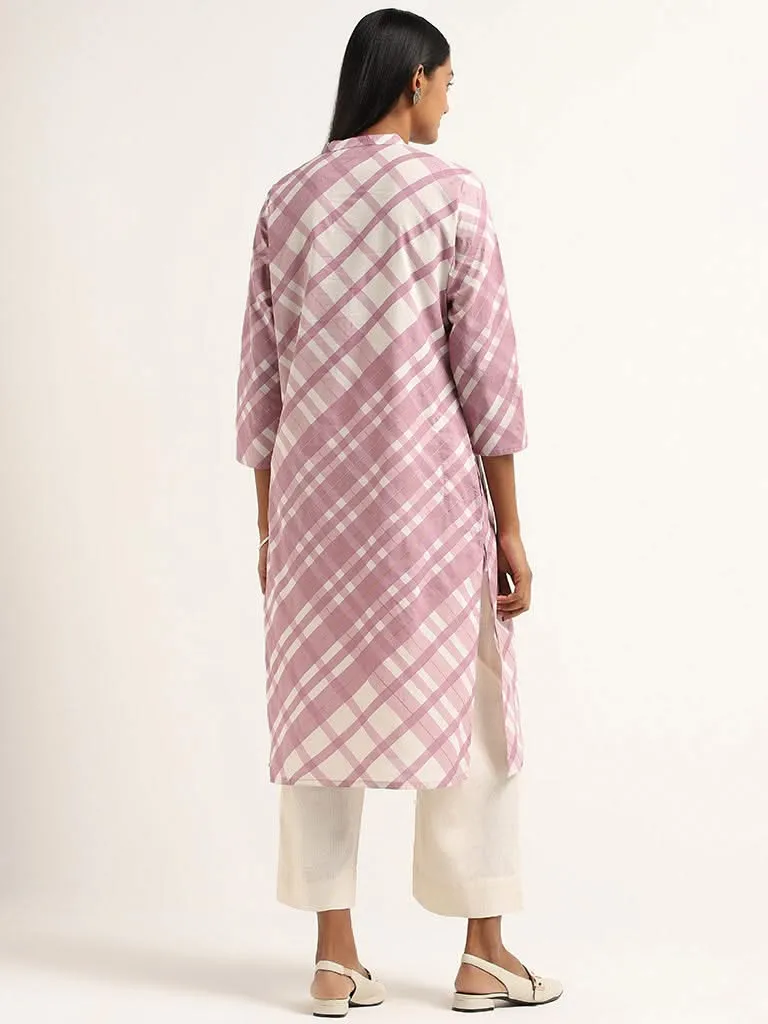 Utsa Purple Checked Kurta