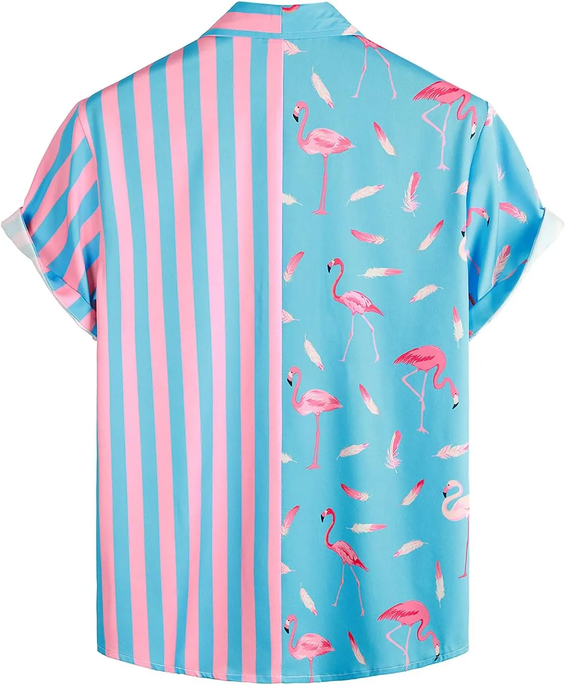 VATPAVE Mens Hawaiian Flamingo Shirts Casual Tropical Short Sleeve Button Down Shirt Summer Beach Shirts