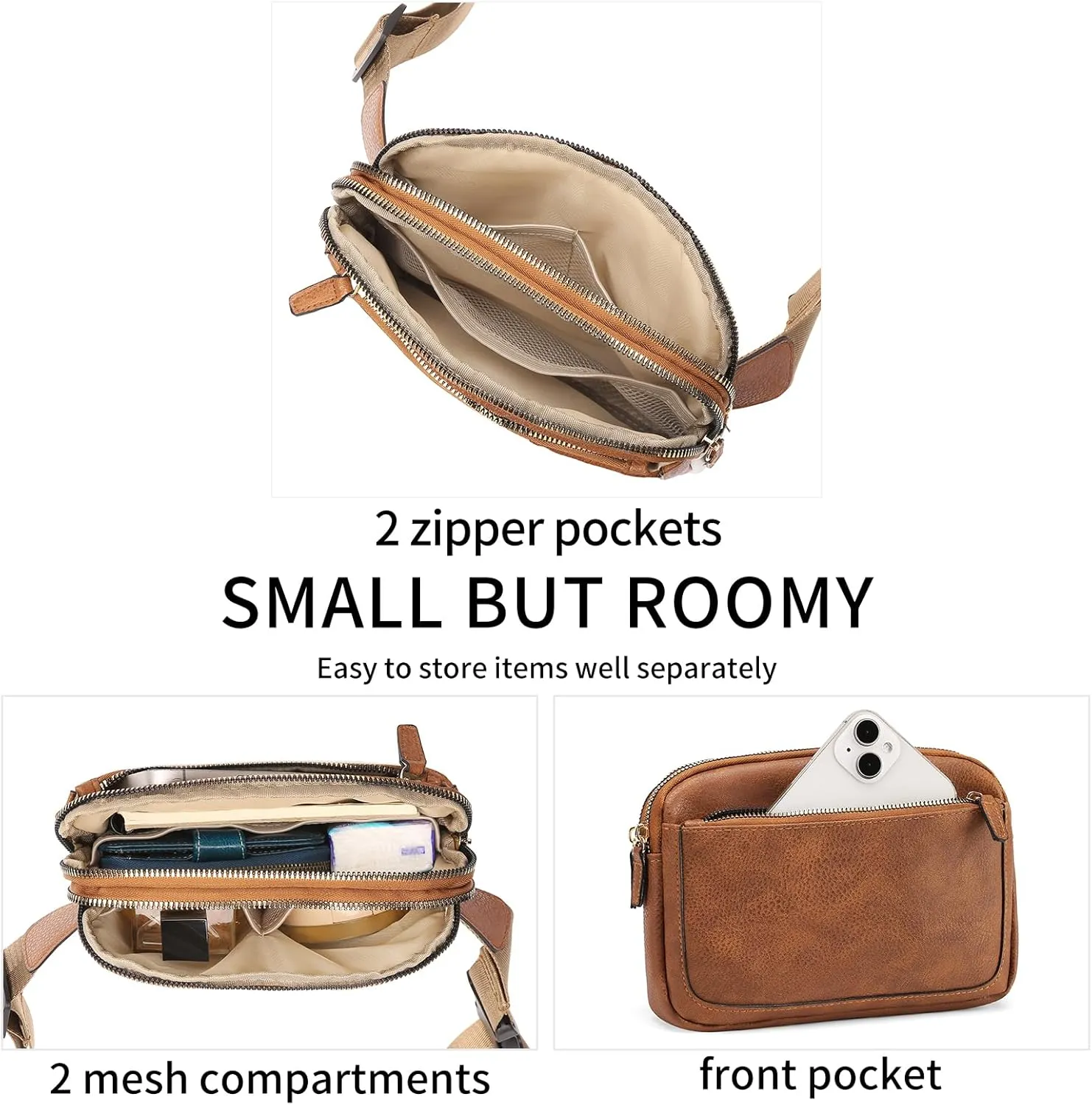 Vegan Leather Belt Bag for Women Fanny Pack Crossbody with Adjustable Strap Fashion Waist Packs by Amxnx