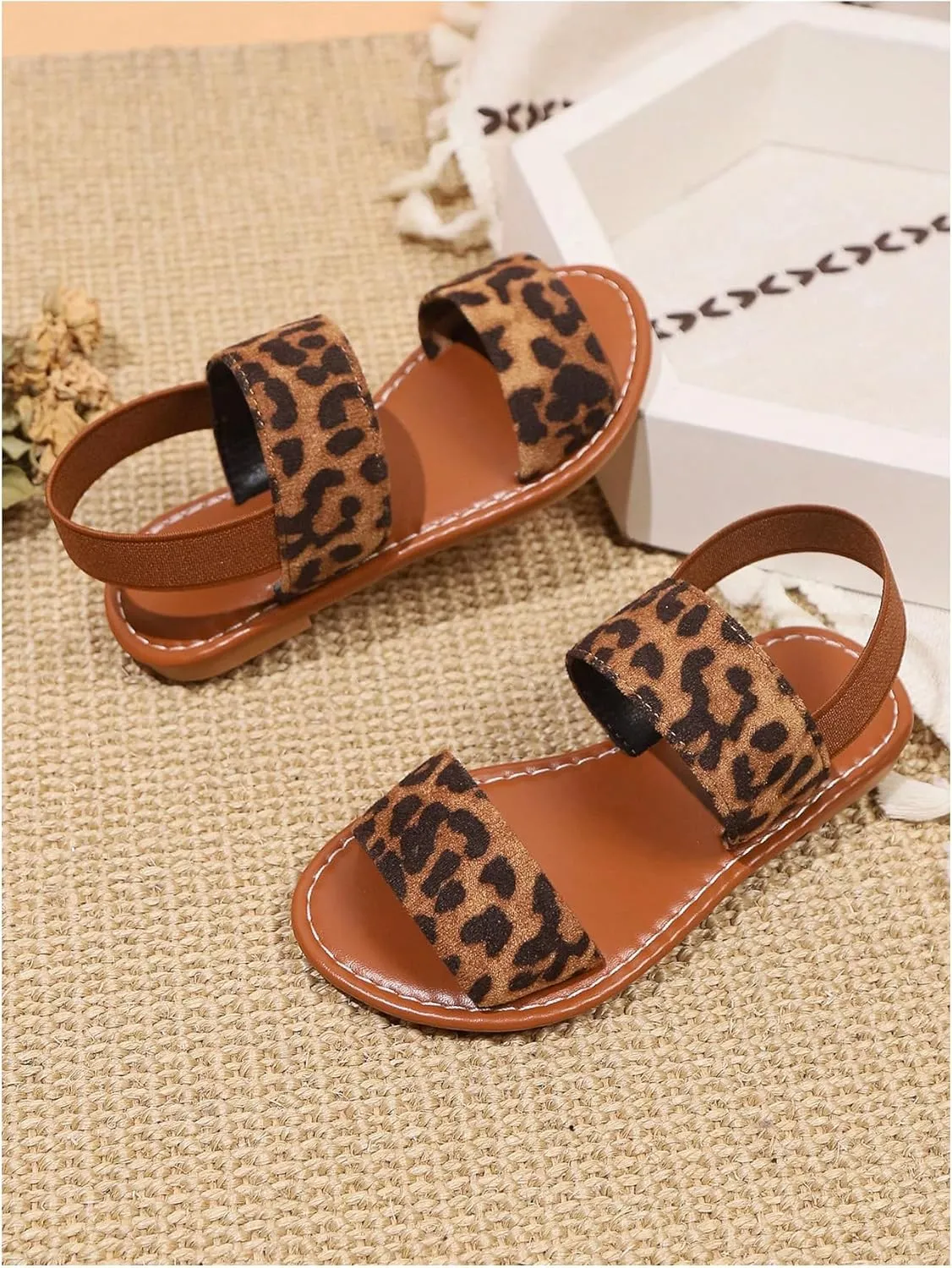 Verdusa Girl's Braided Woven Leather Sandals Ankle Strap Open Toe Flat Sandals