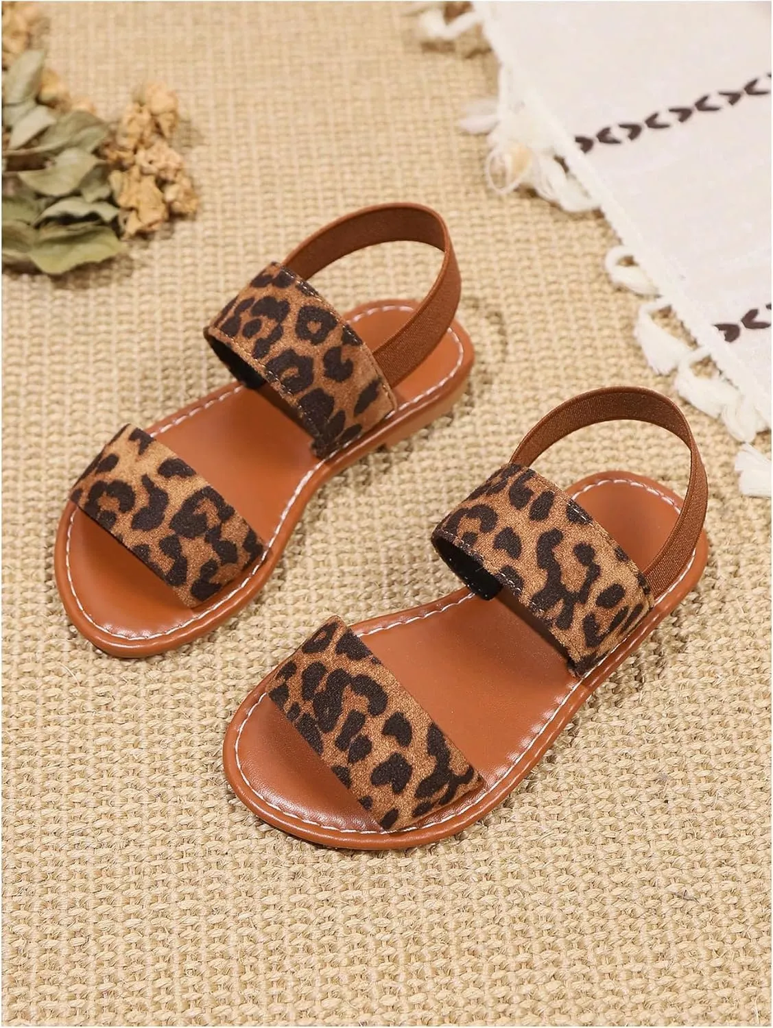 Verdusa Girl's Braided Woven Leather Sandals Ankle Strap Open Toe Flat Sandals