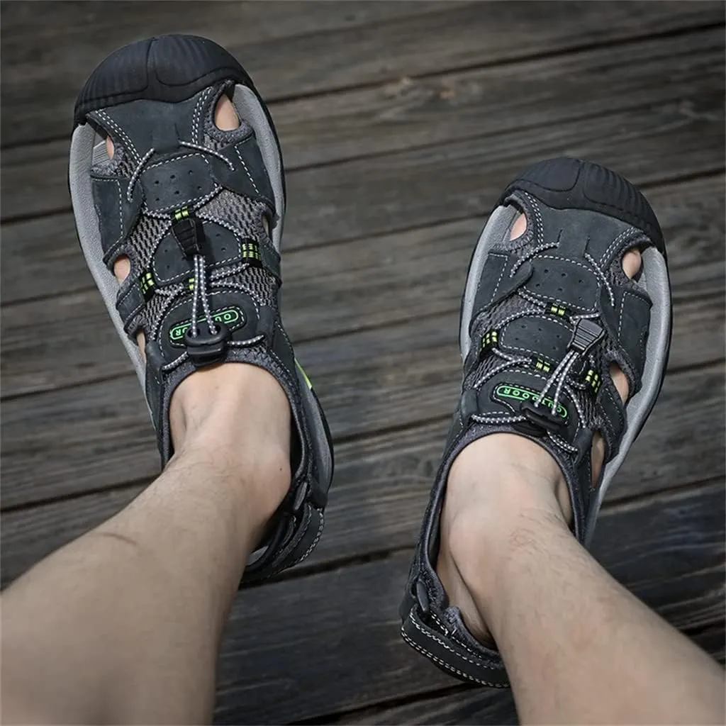 Veslexth Men's Athletic Hiking Sandals Fisherman Summer Outdoor Sport Sandal Adjustable Amphibious Casual Beach Mens Closed Toe Anti-Slip Trail Walking Shoes