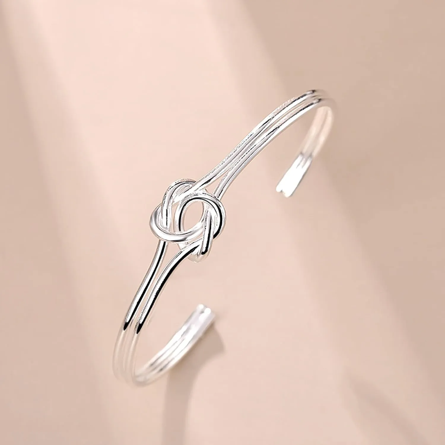 VESNIBA Silver Bangle Bracelets for Women Cuff Bracelet Adjustable Jewelry Fashion Simple Pearl Bridal Jewelry Set for Wedding (Silver, One Size)