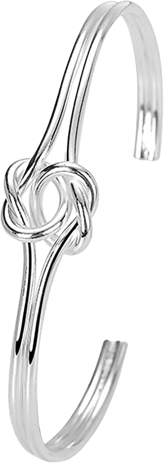 VESNIBA Silver Bangle Bracelets for Women Cuff Bracelet Adjustable Jewelry Fashion Simple Pearl Bridal Jewelry Set for Wedding (Silver, One Size)