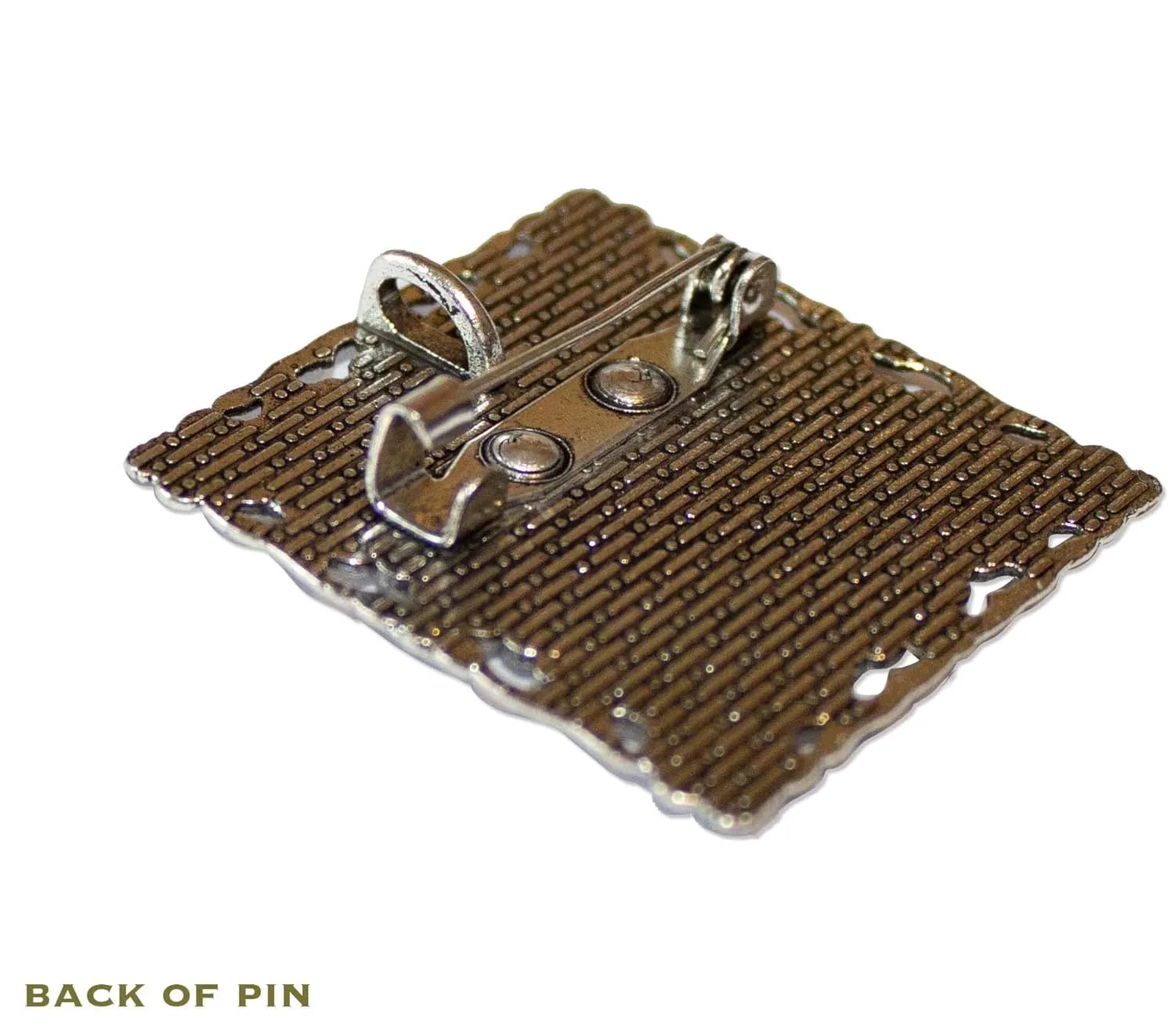 Victorian Style Queen of Spades Face Playing Card Handmade Square Glass Baroque Style BROOCH or Pin Jewelry (Antique Silver Tone)